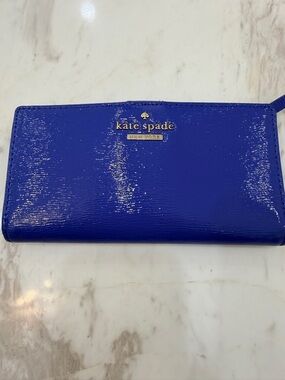kate spade Blue Patent Leather Zip-Around Wallet